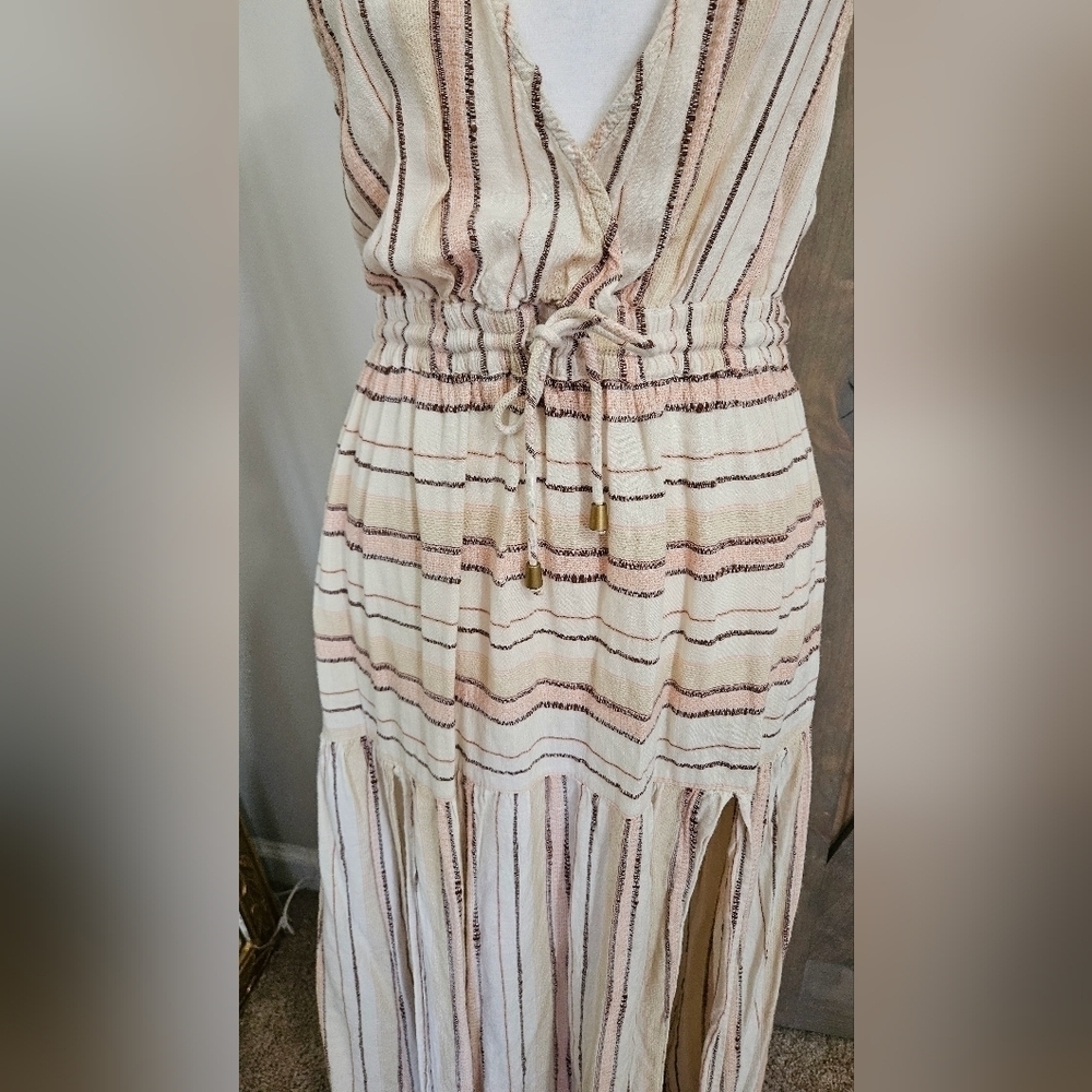 L*Space Emma Sunsoaked Stripe Plunge Cover-Up Maxi Dress Size Small - Picture 4 of 15